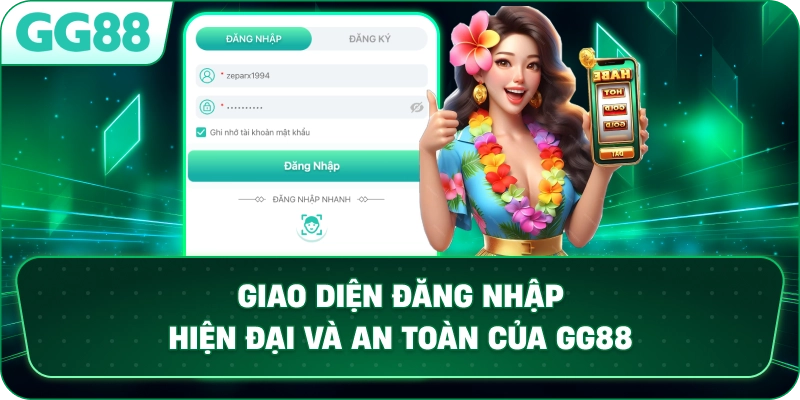 Giao diện đăng nhập hiện đại và an toàn của GG88.