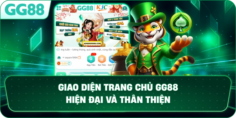 Giao diện trang chủ GG88 hiện đại và thân thiện.